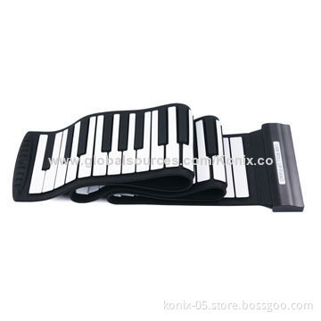 Folding roll up piano with 88-key keyboard